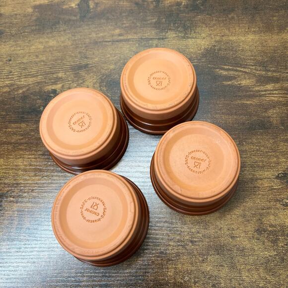 Set of 4 Cermer Ramekins Brown Glazed Terracotta Baking Kitchen 4oz Custard Cups - Picture 7 of 8